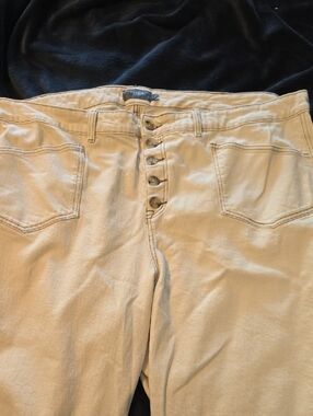 Torrid Beige High-Waist Button Jeans